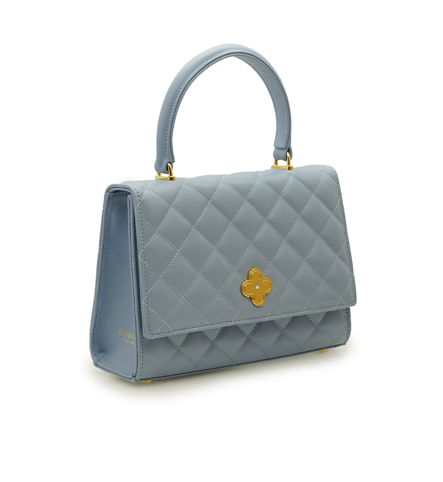 Opèra Quilted Blue Lavanda leather shoulder chain bag