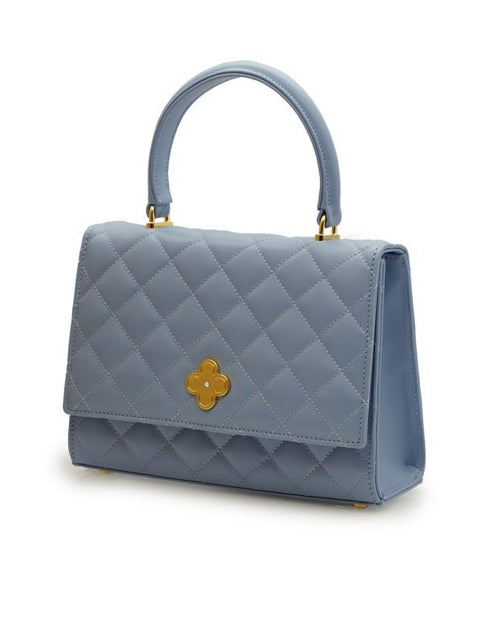 Load image into Gallery viewer, Opèra Quilted Blue Lavanda leather shoulder chain bag
