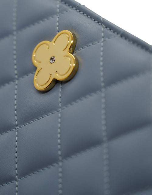 Load image into Gallery viewer, Opèra Quilted Blue Lavanda leather shoulder chain bag
