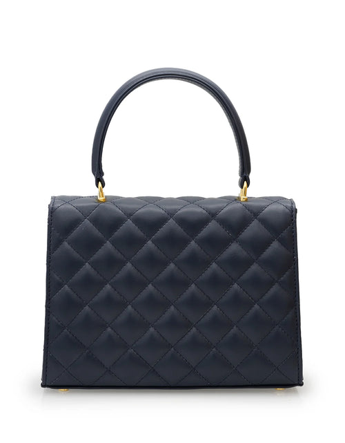 Load image into Gallery viewer, Opèra Quilted navy blue leather chain bag
