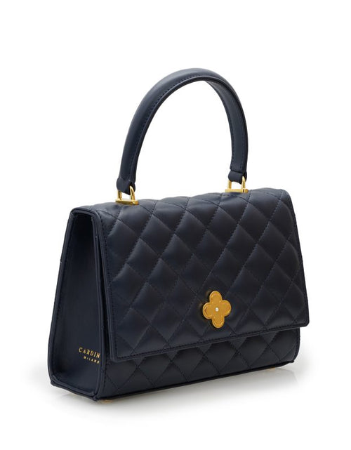 Load image into Gallery viewer, Opèra Quilted navy blue leather chain bag
