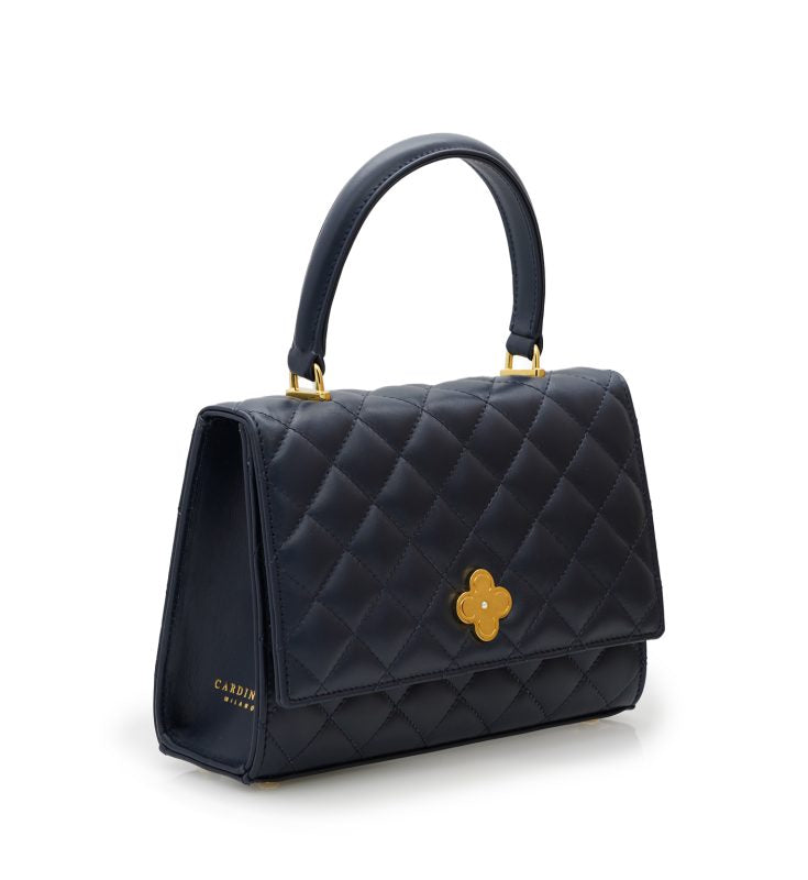 Opèra Quilted navy blue leather chain bag