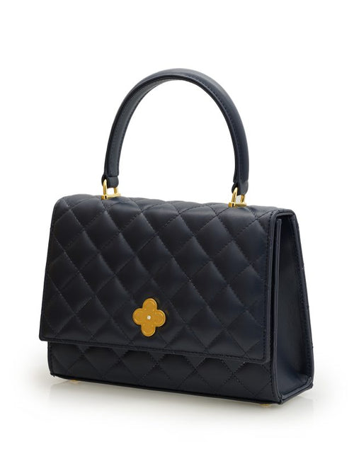 Load image into Gallery viewer, Opèra Quilted navy blue leather chain bag
