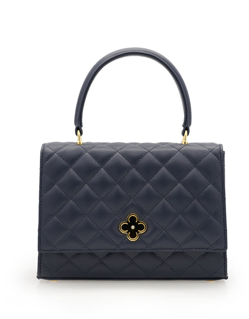 Load image into Gallery viewer, Opèra Quilted navy blue leather chain bag
