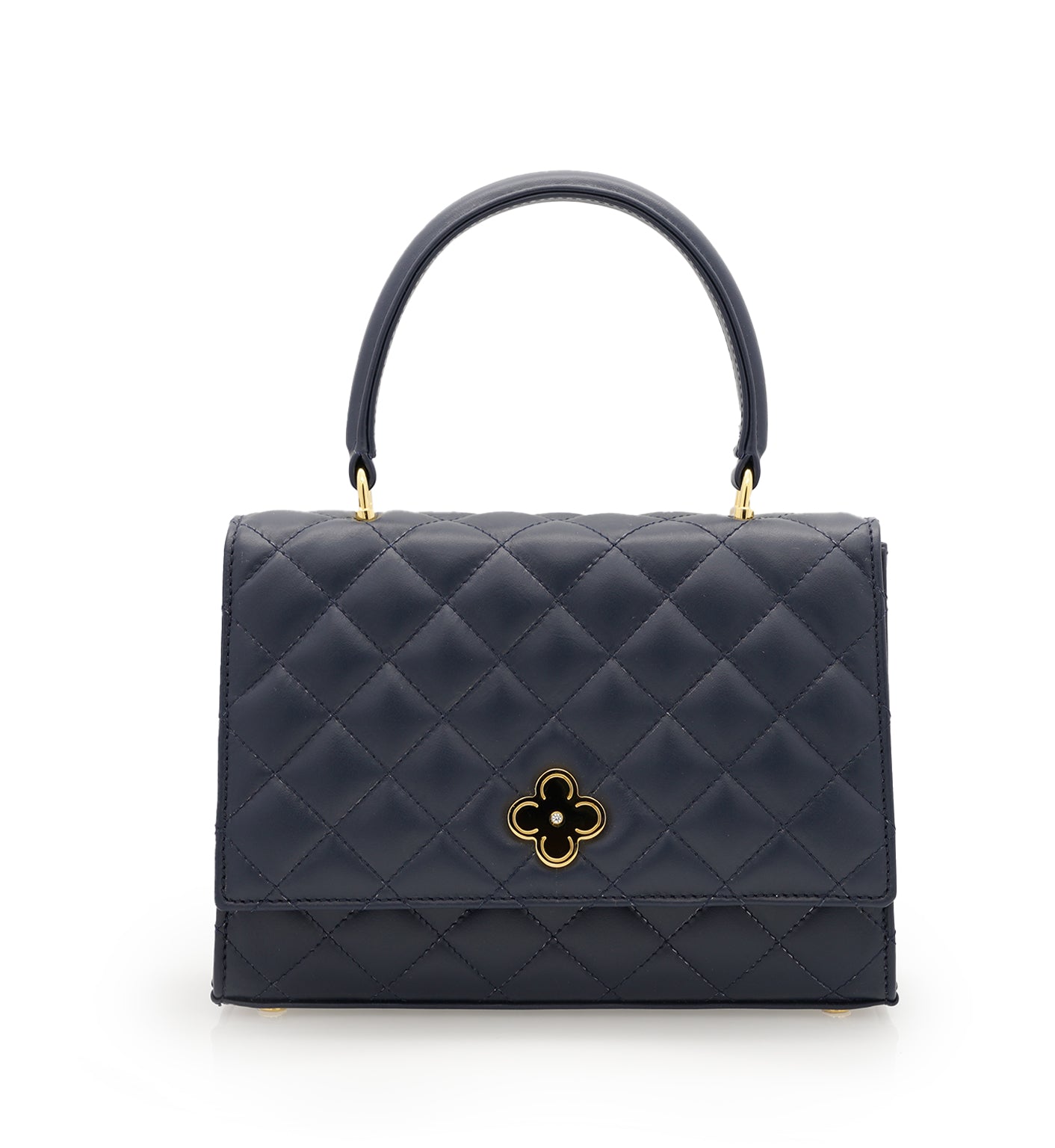 Opèra Quilted navy blue leather chain bag