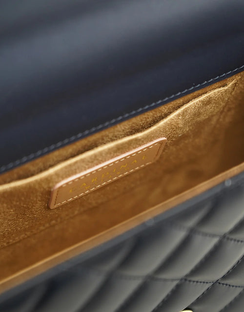 Load image into Gallery viewer, Opèra Quilted navy blue leather chain bag
