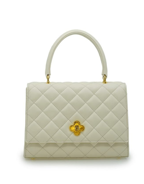 Load image into Gallery viewer, Opèra Quilted Ivory leather shoulder chain bag
