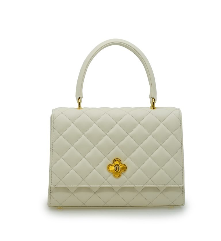 Opèra Quilted Ivory leather shoulder chain bag