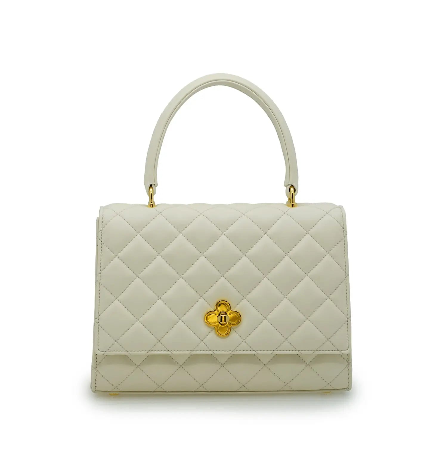 Opera Ivory Quilted Calf Leather Handbag