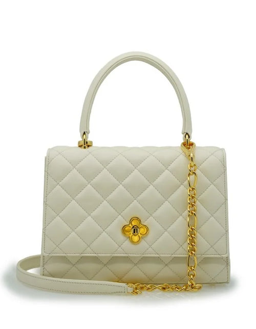 Load image into Gallery viewer, Opèra Quilted Ivory leather shoulder chain bag
