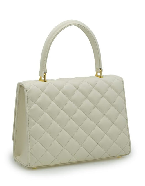 Load image into Gallery viewer, Opèra Quilted Ivory leather shoulder chain bag
