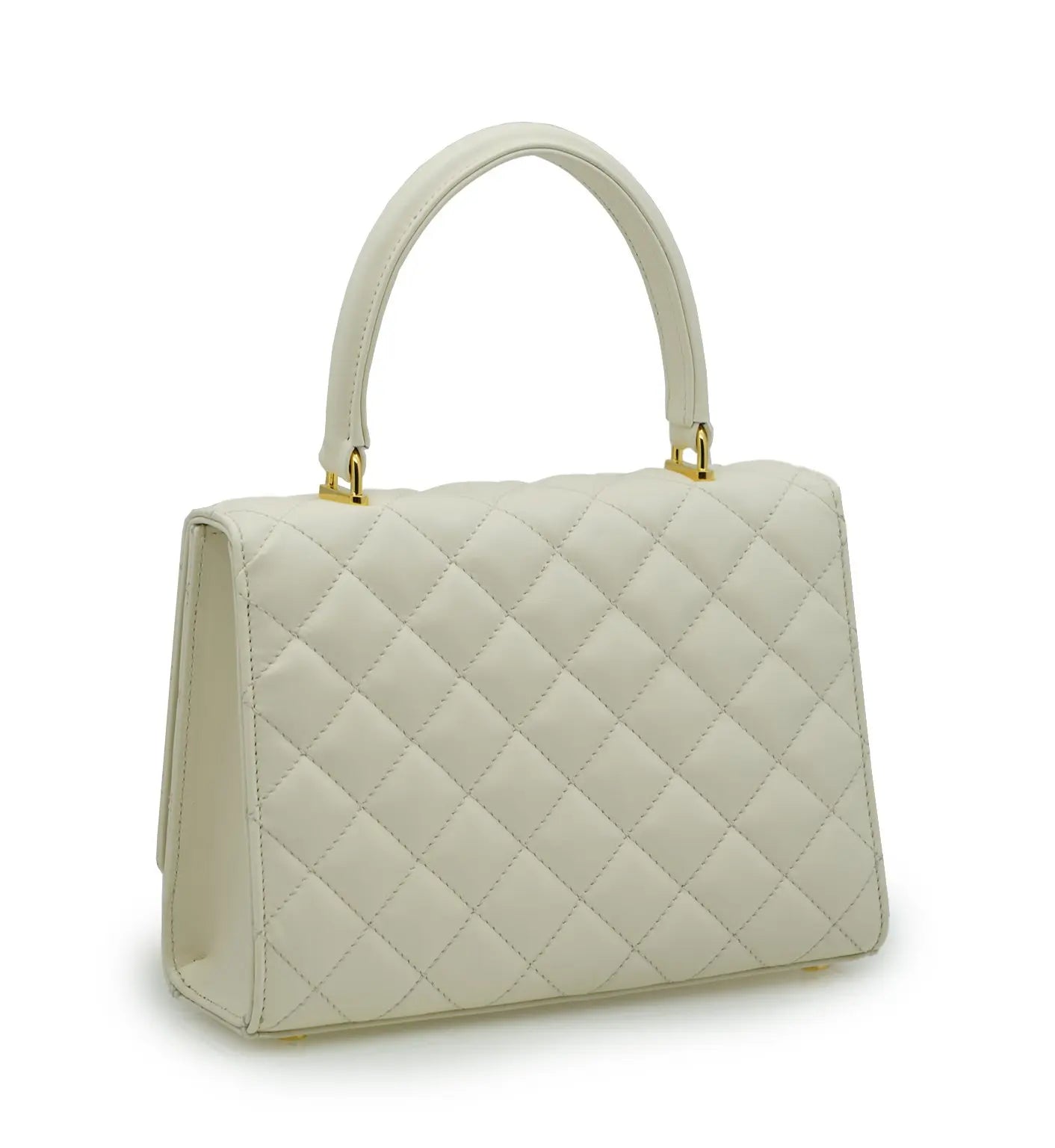 Opera Ivory Quilted Calf Leather Handbag