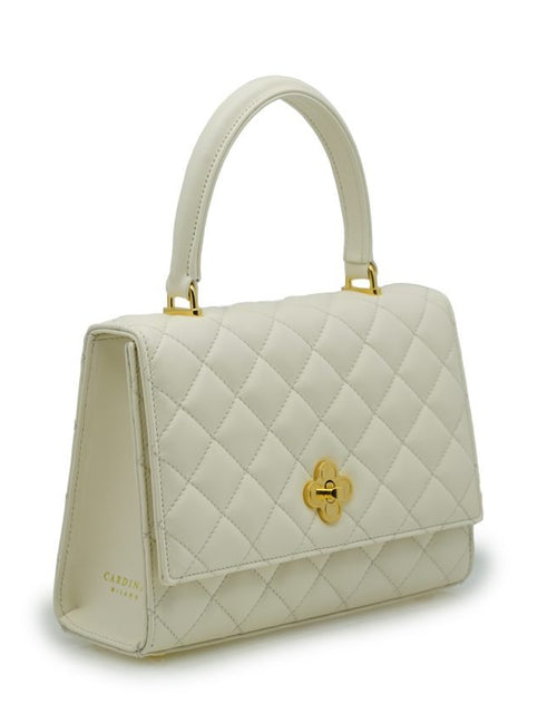 Load image into Gallery viewer, Opèra Quilted Ivory leather shoulder chain bag
