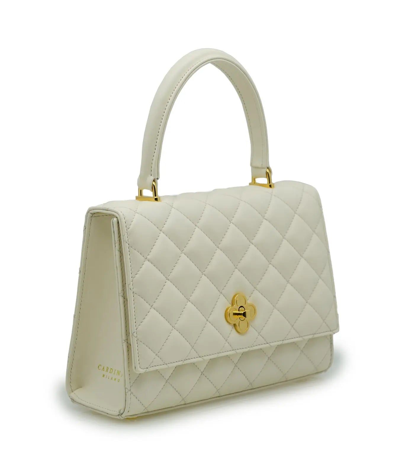 Opera Ivory Quilted Calf Leather Handbag