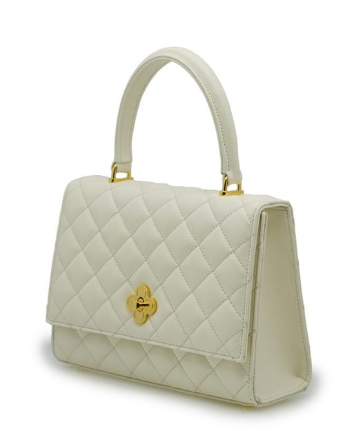 Load image into Gallery viewer, Opèra Quilted Ivory leather shoulder chain bag

