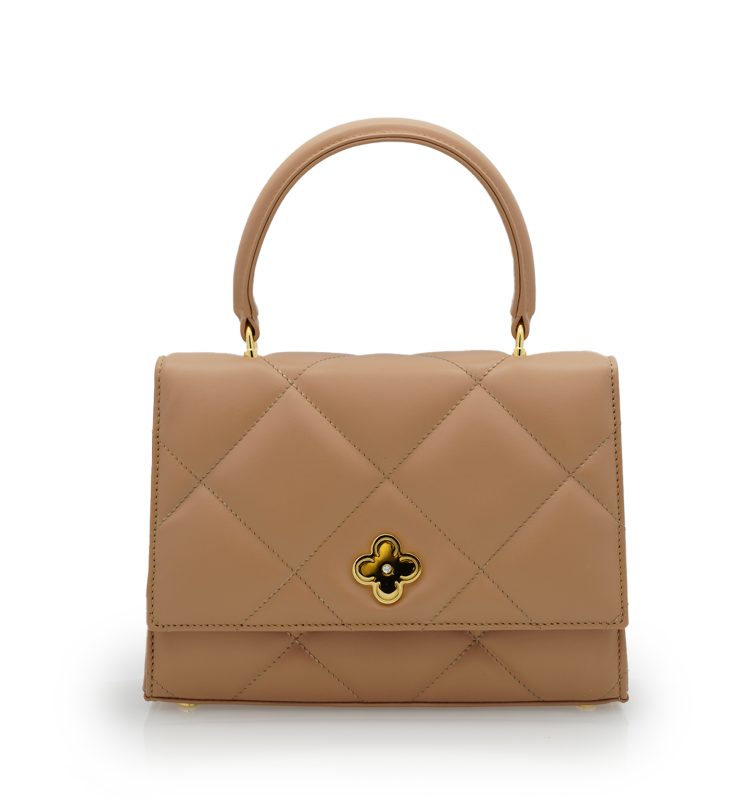 Opèra Quilted Nude leather handbag