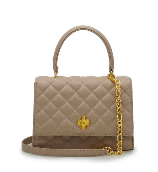 حقيبة كتف أوبرا مبطنة من الجلد باللون البودرة MTO