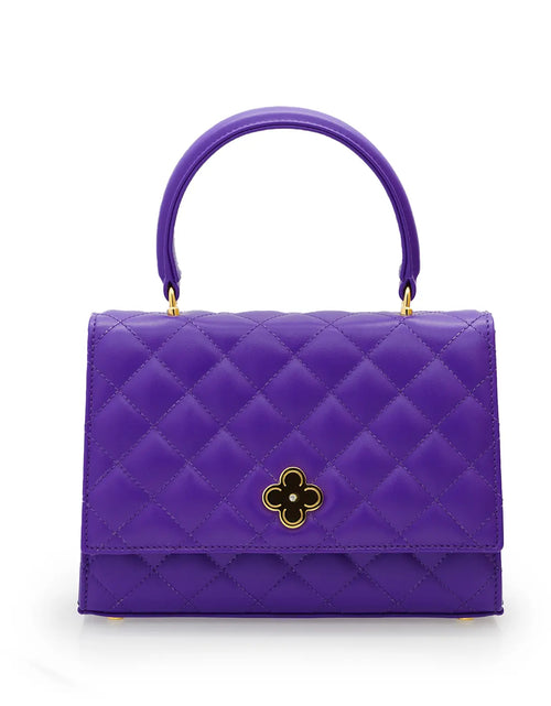 تحميل الصورة إلى عارض المعرض، Opèra Purple Quilted Calf Leather Handbag
