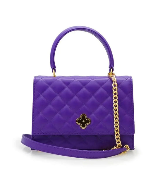 حقيبة أوبرا الجلدية المبطنة باللون الأرجواني