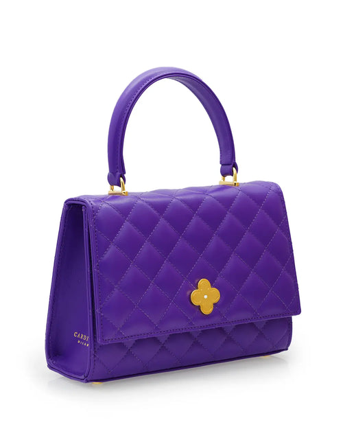 تحميل الصورة إلى عارض المعرض، Opèra Purple Quilted Calf Leather Handbag
