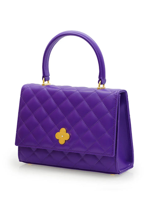 تحميل الصورة إلى عارض المعرض، Opèra Purple Quilted Calf Leather Handbag

