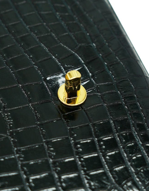 Load image into Gallery viewer, Opèra croc embossed dark green leather bag
