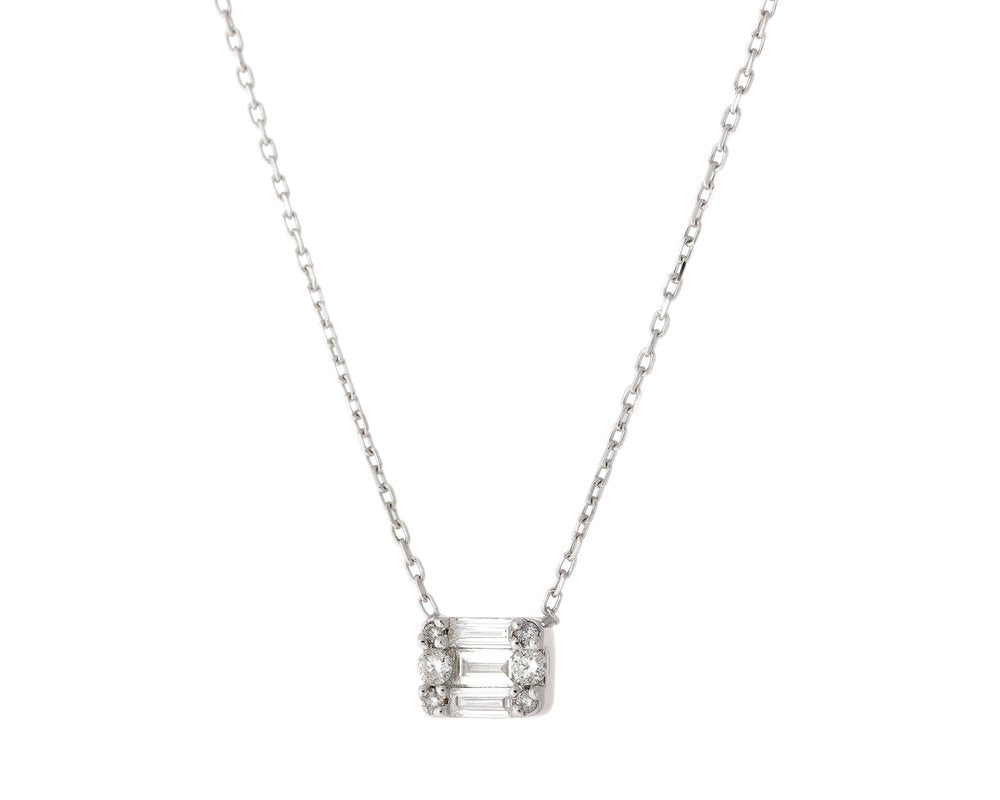 Diamond Rectangle Stud Necklace