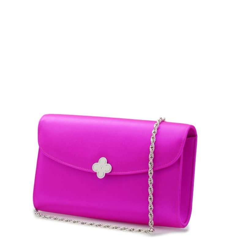 حقيبة كلاتش من الحرير باللون الفوشيا من ليدي برينسيس