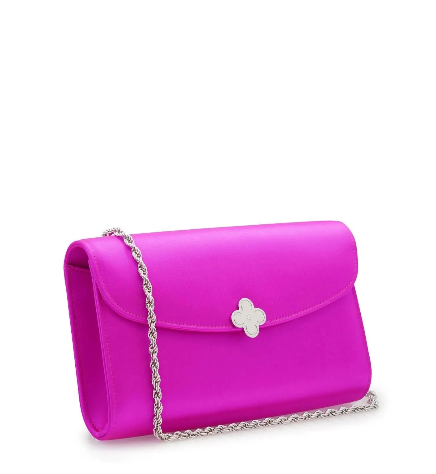 حقيبة كلاتش من الحرير باللون الفوشيا من ليدي برينسيس
