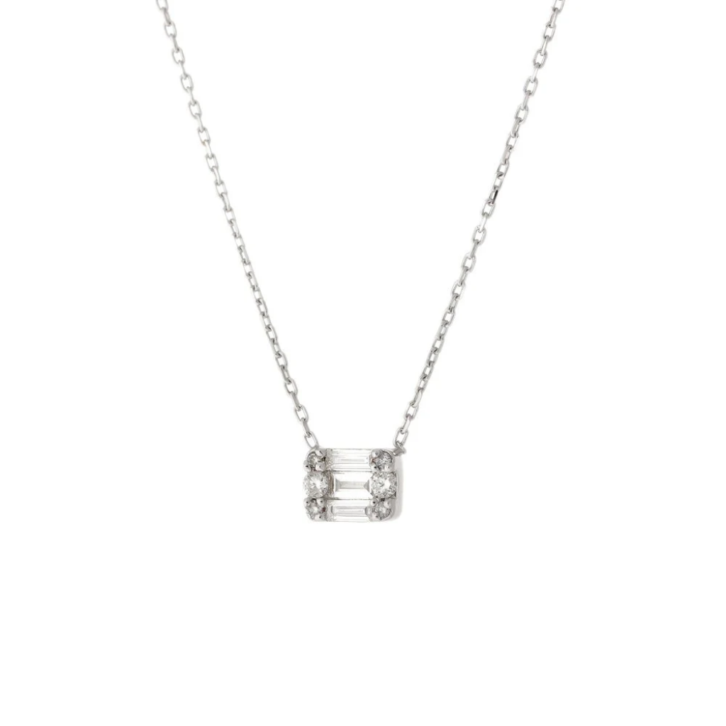 Diamond Rectangle Stud Necklace
