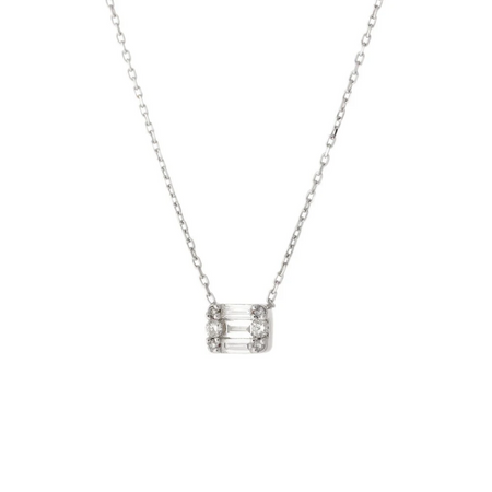 Diamond Rectangle Stud Necklace
