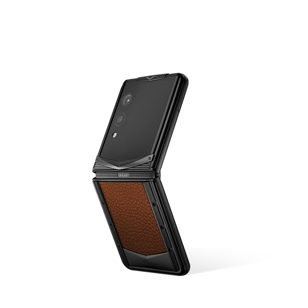 سلسلة VERTU® IRONFLIP من جلد العجل - بني كراميل