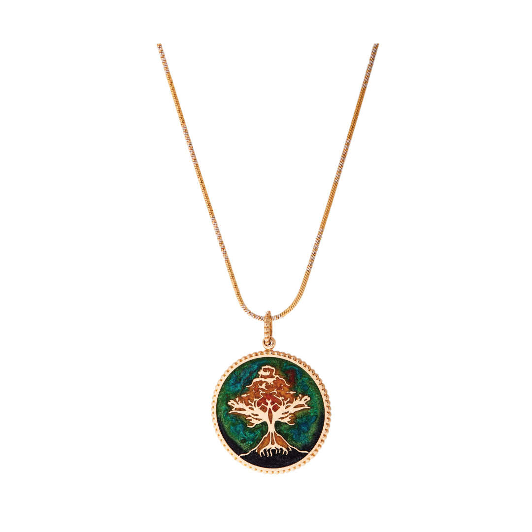 Tree of Life in Green Pendant