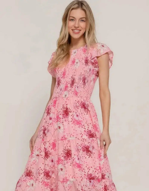 Load image into Gallery viewer, Ivorynn Women's Floral Embroidered Pink Long Sleeve Dress
