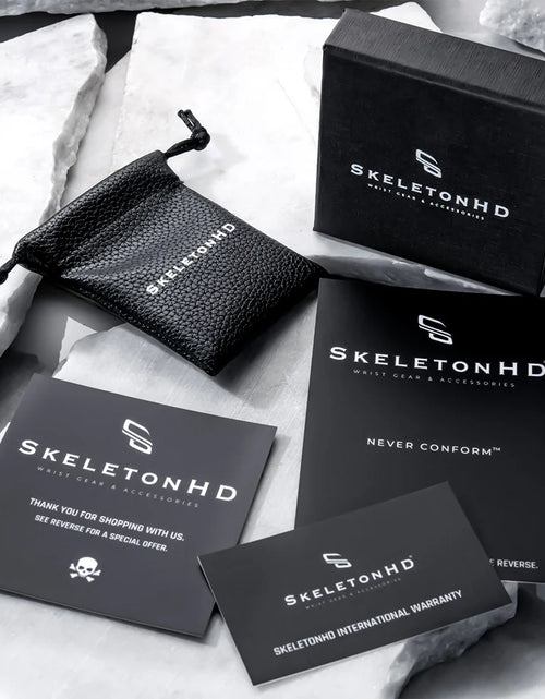 Load image into Gallery viewer, SkeletonHD Black Skull Leather Bracelet
