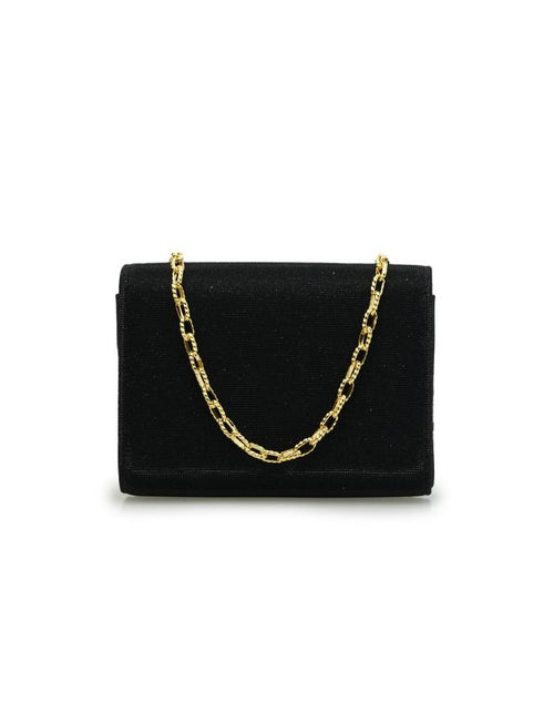 Load image into Gallery viewer, Starry Night Black Glitter jewel clover clutch
