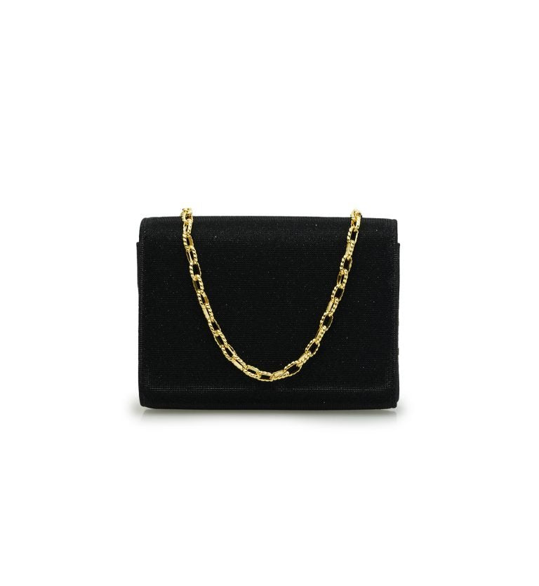 Starry Night Black Glitter jewel clover clutch