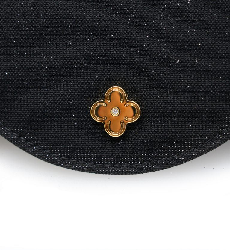 Starry Night Black Glitter jewel clover clutch