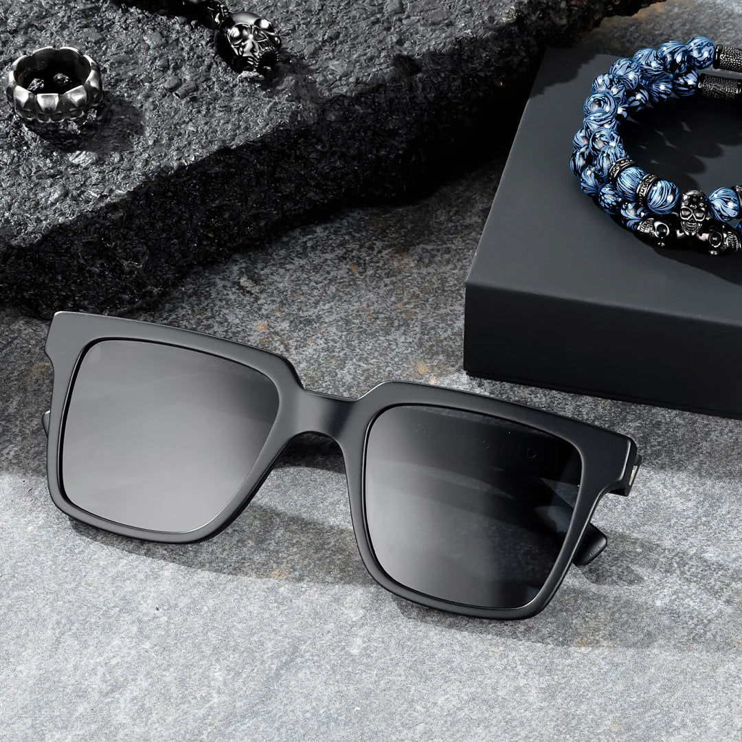 Cobalt Sunglasses - Matte Black Frame with Skull Emblem