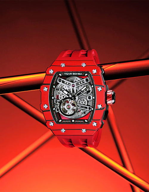Load image into Gallery viewer, Elemental Series-Carbon Fiber Automatic Watch TB8208CF Bull Red
