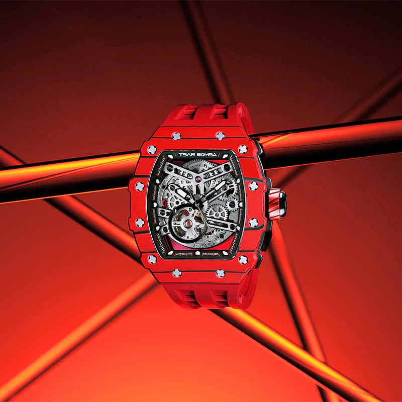 Elemental Series-Carbon Fiber Automatic Watch TB8208CF Bull Red