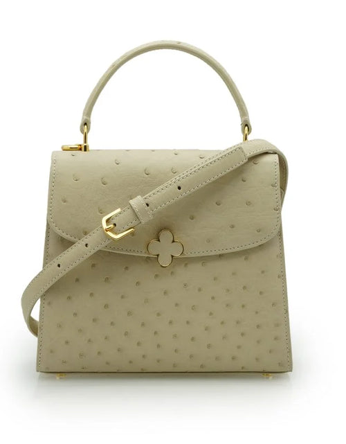 Load image into Gallery viewer, Tiffany 21 Beige Ostrich leather handbag
