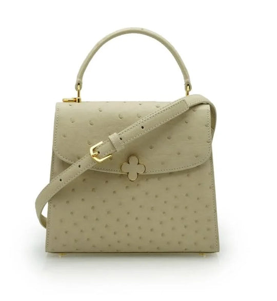 حقيبة تيفاني 21 من جلد النعام باللون البيج