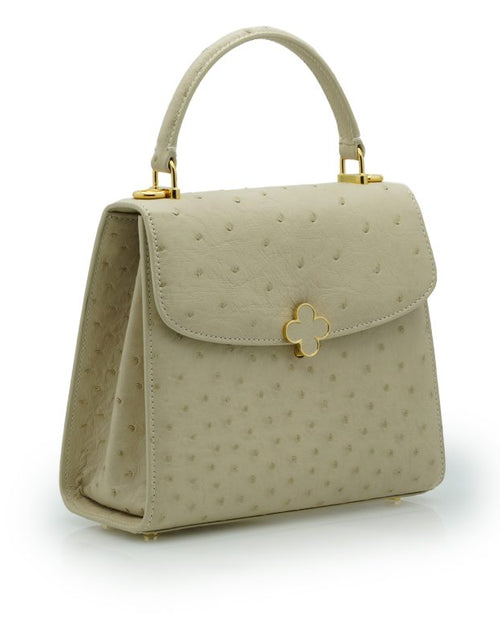 Load image into Gallery viewer, Tiffany 21 Beige Ostrich leather handbag
