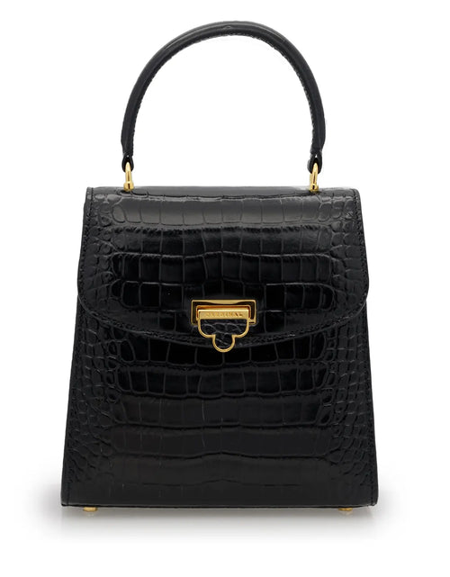 Load image into Gallery viewer, Tiffany Black Crocodile-Embossed Calf Leather Handbag
