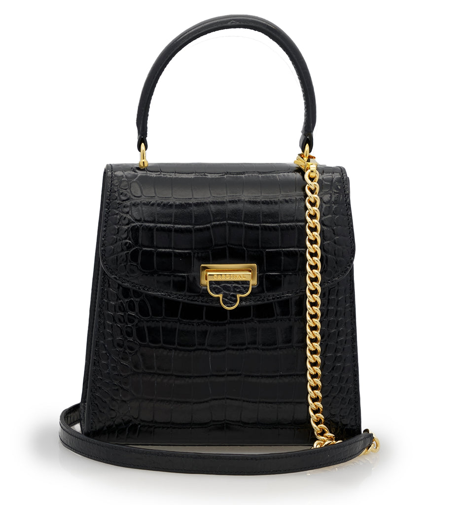 Tiffany Black croc embossed leather handbag