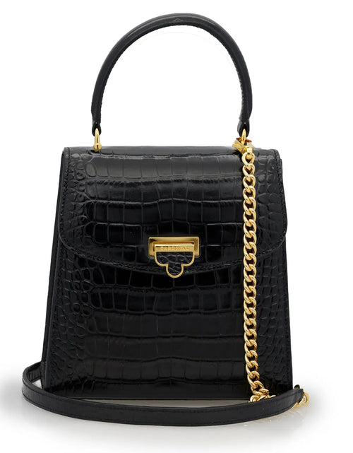 Load image into Gallery viewer, Tiffany Black Crocodile-Embossed Calf Leather Handbag
