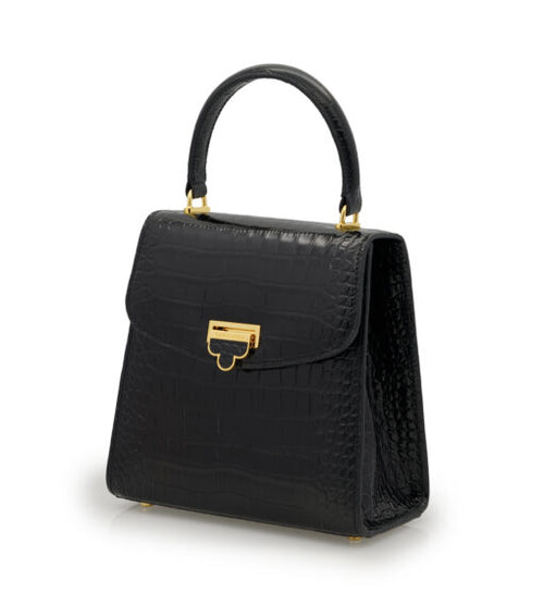 Load image into Gallery viewer, Tiffany Black croc embossed leather handbag
