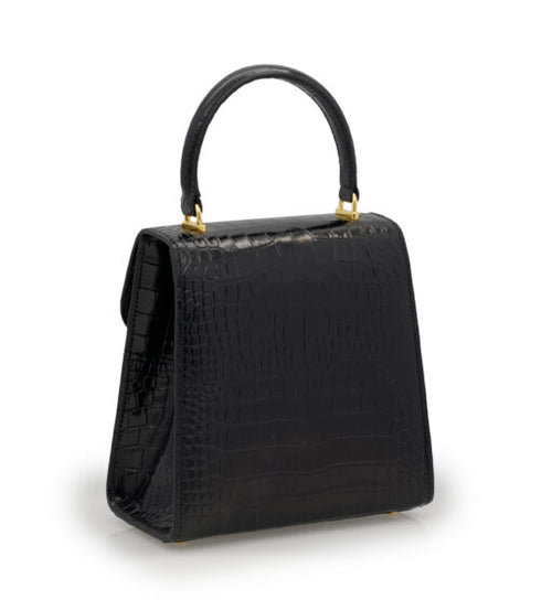 Load image into Gallery viewer, Tiffany Black croc embossed leather handbag
