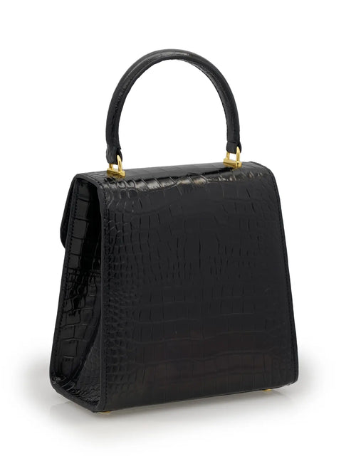 Load image into Gallery viewer, Tiffany Black Crocodile-Embossed Calf Leather Handbag
